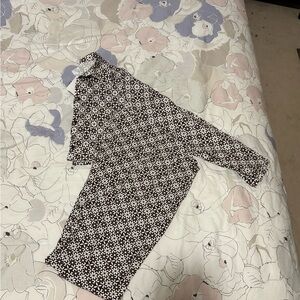 Brown and White Floral Long Sleeve Top and Matching Bottoms